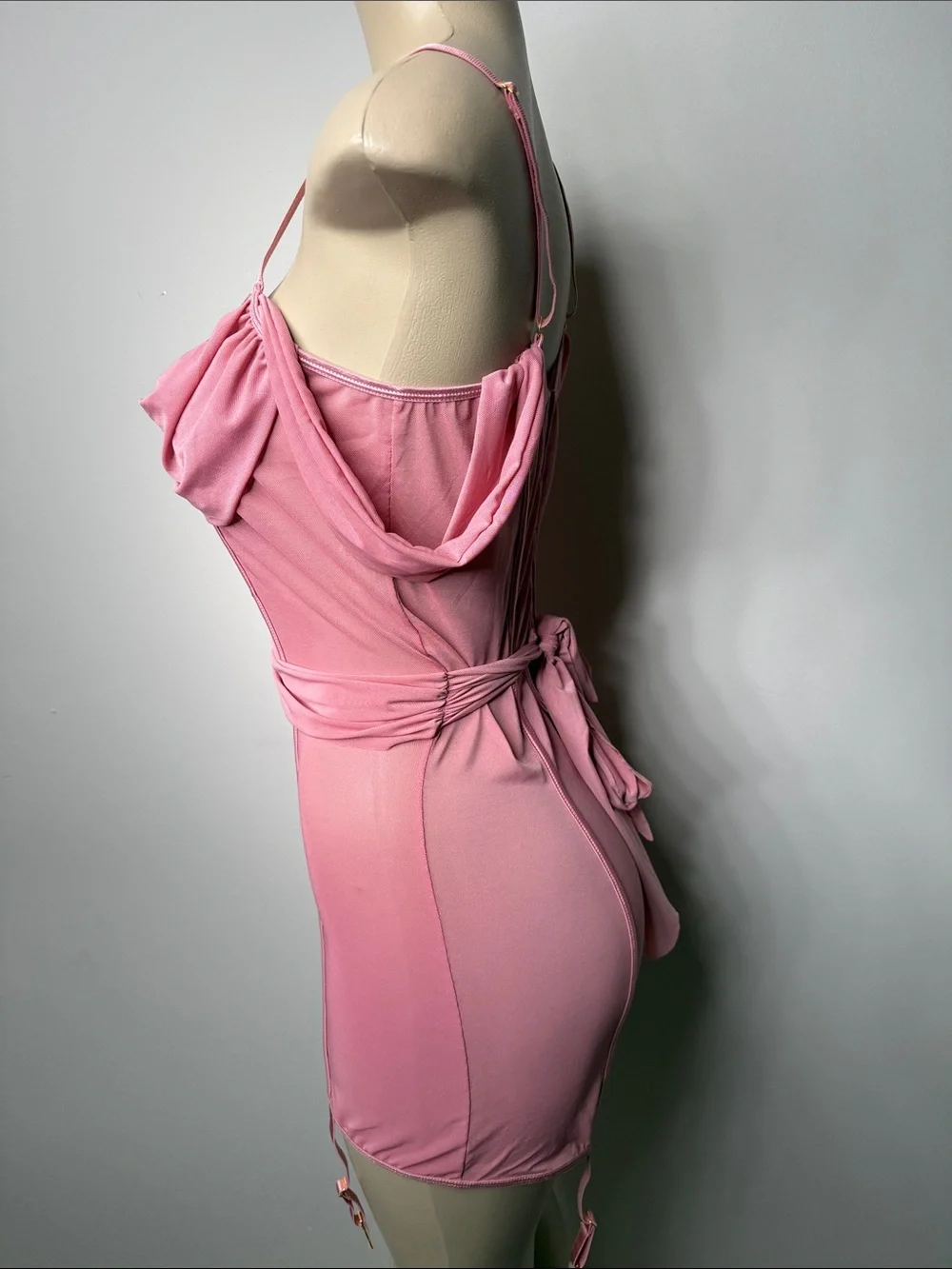 Pink Draped Bust Chemise with Garter Straps NWOT